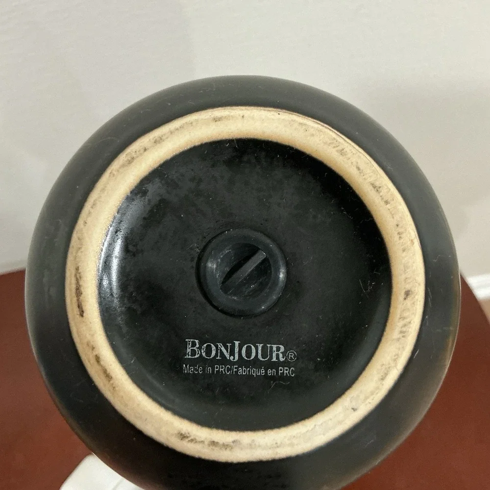 Bonjour Ceramic French Press Coffee Pot Thermal Stainless Black EUC